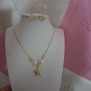 Osean Breeze Necklace pendant &Earrigs set -14 k gold laminated
