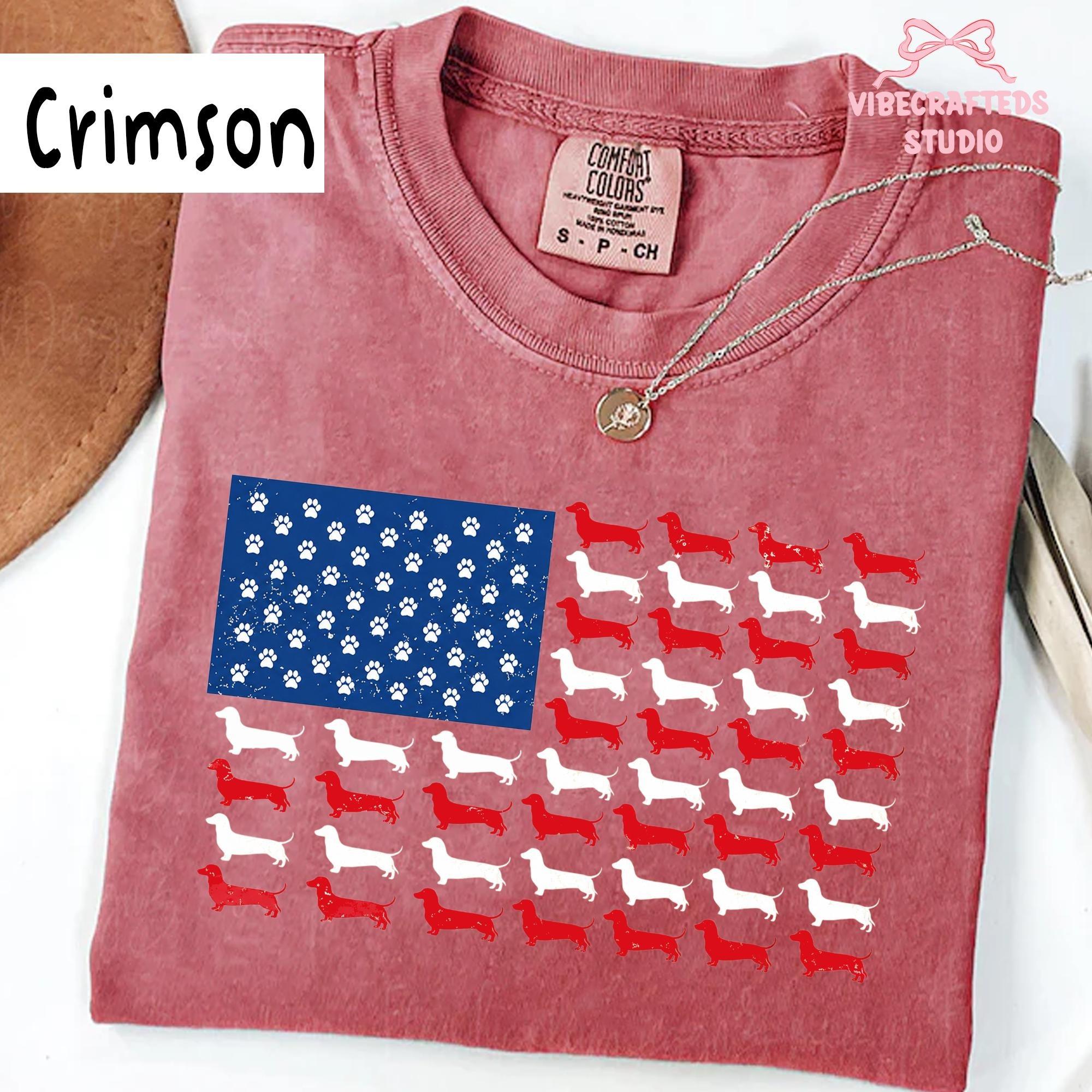 Comfort Colors Dachshund American Flag Unisex Comfort Colors Shirt, Patriotic Wiener Dog USA Tee, Distressed Doxie 4th Of July Shirt,Funny Sausage Dog Gift