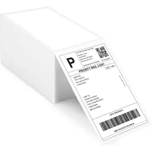 4 x 6 Direct Thermal Labels - 500 Fan-Fold Perforated Labels Per Stack,  Adhesive & Perforated, Compatible with JADENS, iDPRT SP410, POLONO, ASprink