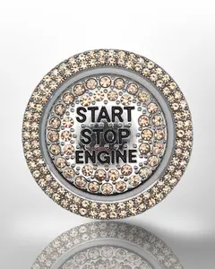 Start/Stop Button Bling Ring - 2pc Set - Rhinestone Ring - Orange