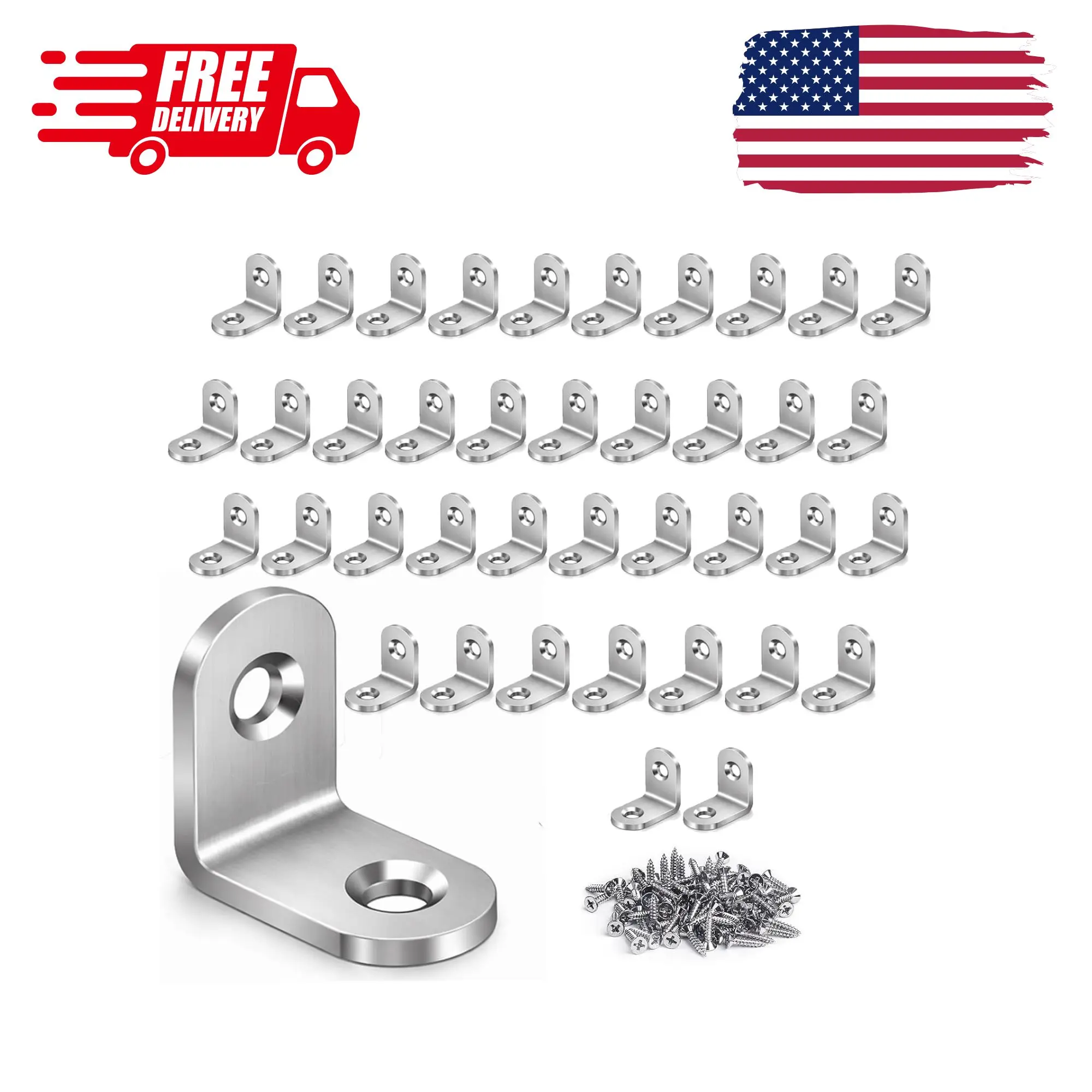 40PCS Small Stainless Steel L Brackets