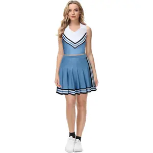 Women Girls Cheerleader Costume Olivia Cheerleading Outfit Teens Top Skirt Halloween Costume