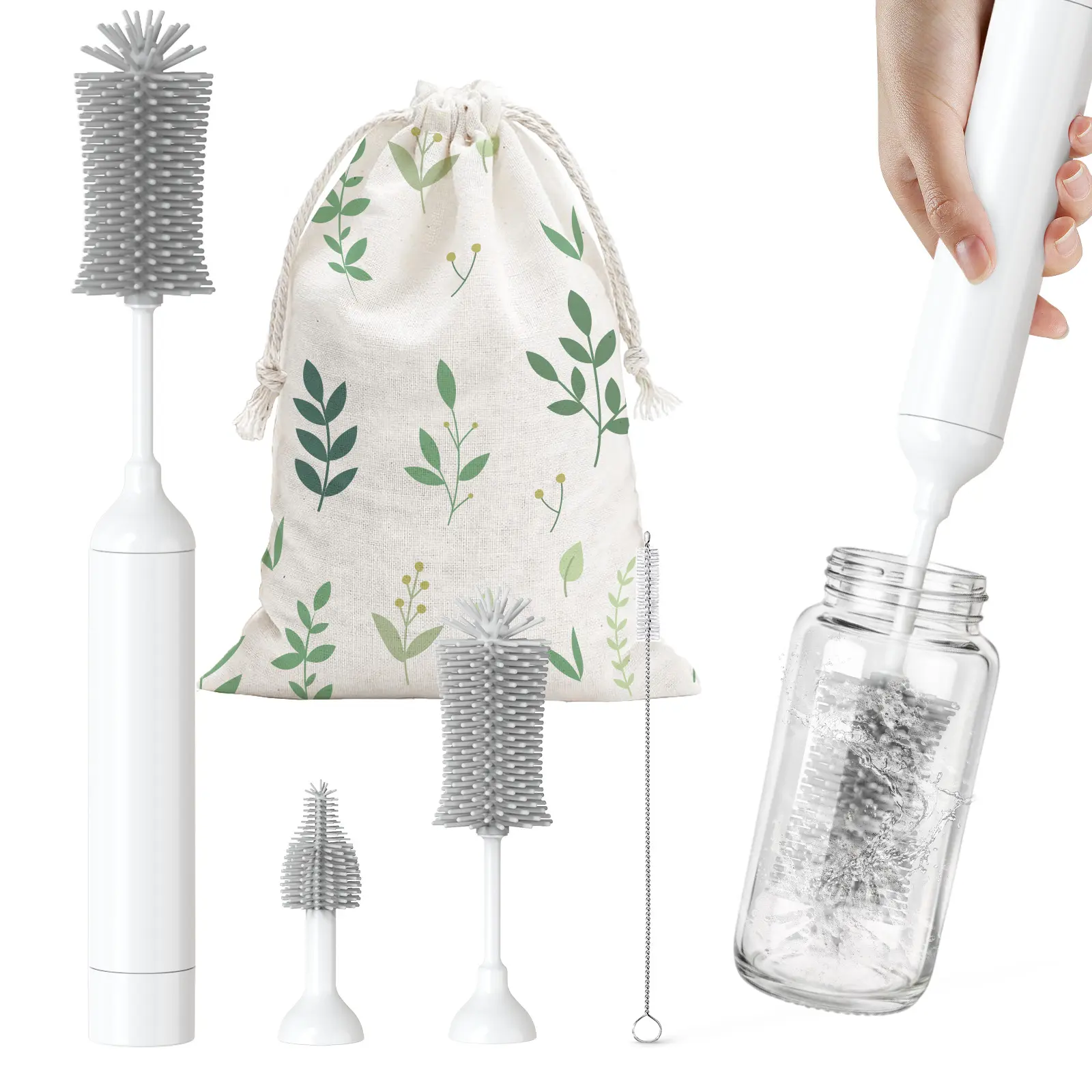 SEANCHEER S02 Electric Bottle Brush Set, Portable Baby Bottle Brush Cleaner, AA Battery-Powered & IPX7 Waterproof, with Silicone Bottle/Nipple/Straw Brush, for Home & Travel,back to school,back to school haul