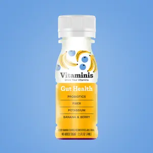 Vitaminis - Gut Health Juice Shot with Probiotics Fiber & Potassium Banana Berry Flavor Dietary Supplement for Gut Health