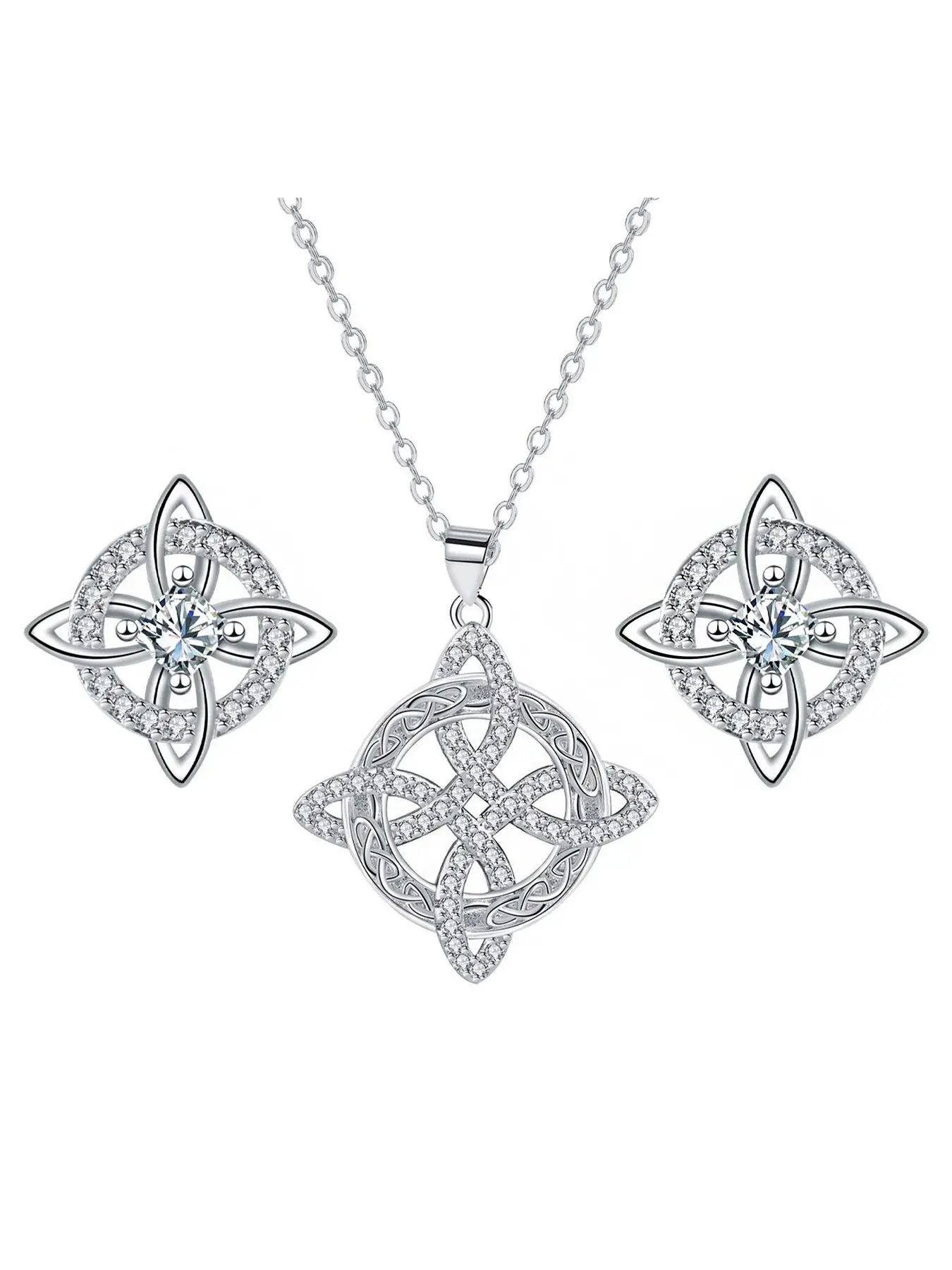 ✨ Witch's Knot Jewelry Set: Necklaces Earrings Set, Stainless Steel Protective Amulet Necklace & Earrings, Wiccan & Celtic Symbol. The perfect spiritual gift for her—ideal for Mother's Day, Valentine's, Halloween, Graduation, or Christmas.
