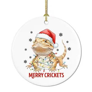 Ceramic 3-in-1 Bearded Dragon Ornament, Cute Pogona Lizard Christmas Decoration with Eclectic Look, Easy-to-Hang Gift for Reptile Pet Owners