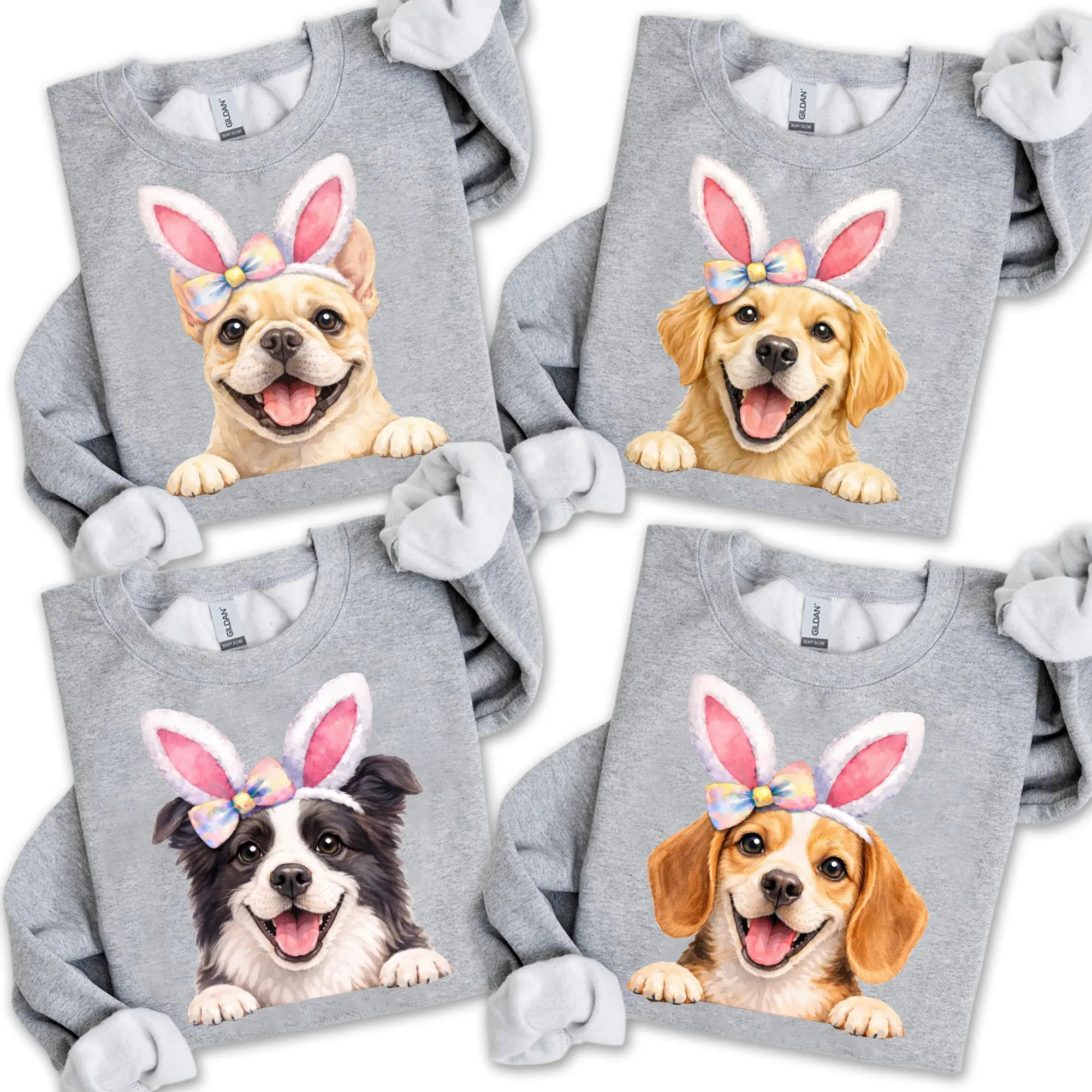 Easter Dog Peaking Bunny Ears Sweatshirt, Watercolor Easter Dog Bunny ears, Dog Mom Coquette Sweatshirt, Happy Easter Day , Easter Bunny Dog