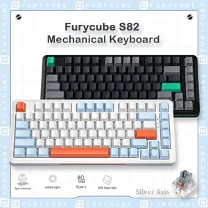 Furycube S82 Side-Engraved Mechanical Keyboard, Gasket Structure 82 Keys, PBT Keycaps, Silver Switch Creamy Sound, White Light, Dual-Layer Sound Dampening, Hot-Swappable, All-Keys Anti-Ghosting, Compatible with Windows/Mac, Blackfriday, Christmas gift