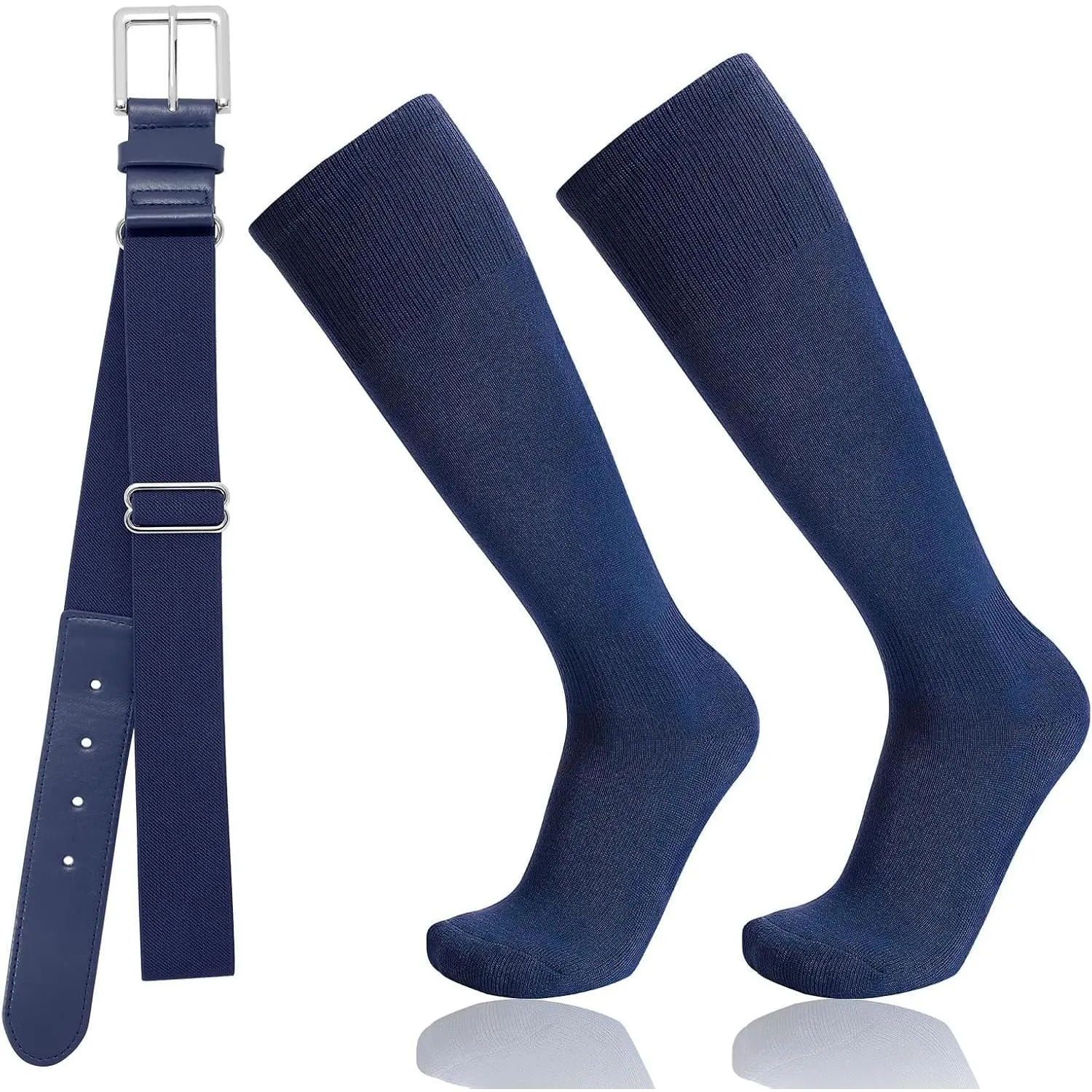 KF5-SK36 Baseball & Softball Socks and Belt Combo - 1 Pair of Socks, 4-16 Years, 60% Polyester + 40% Cotton, All Seasons for Youth, Calf High, 10 - 11 Years, Children, Elasticized Ankles, Perfect Match, Graphic, Minimalist, Machine Wash, Game Practice