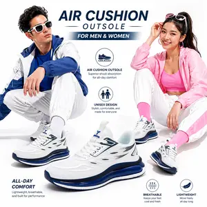 Unisex White & Black Air Cushion Shoes White Black Trainers Closed Toe Sneaker for Men Women Lightweight Sports Tennis Shoes Footwear Nonslip Versatile Fashionable All-Season  Athletic Athletic