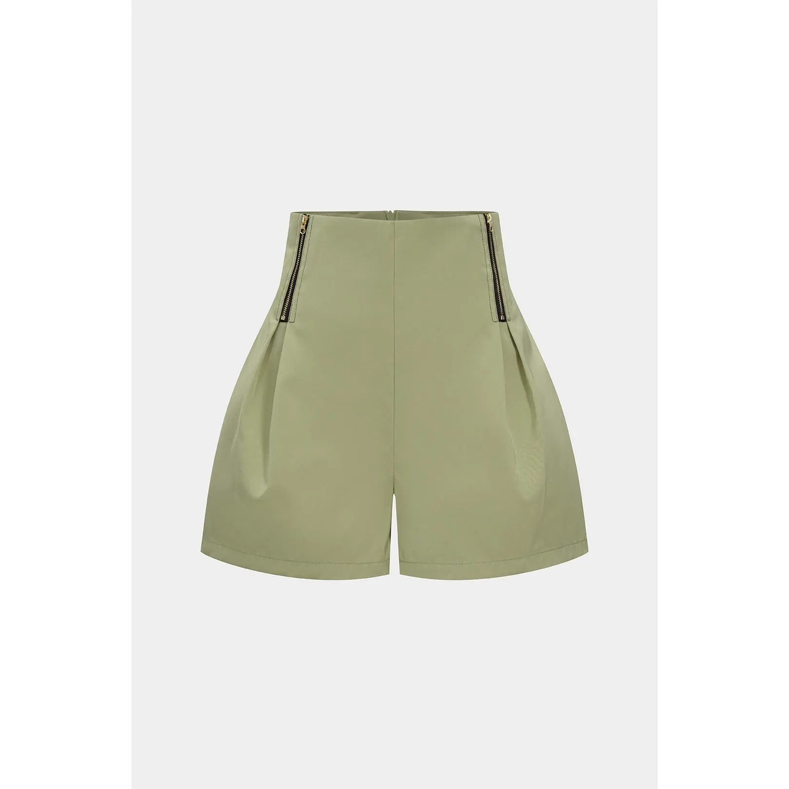High Waist Ruched Zipper Shorts