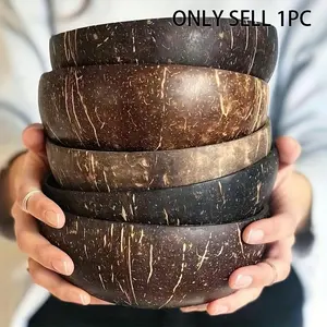 2 Pack Sustainable Coconut Shell Bowls with Spoon Handmade Kitchen Utensils for Yogurt Salad Rice Dessert Must Have