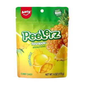 Amos Peelerz Pineapple Gummy Candy, Peelable Pineapple Gummy Candy, Resealable 6 oz Bag