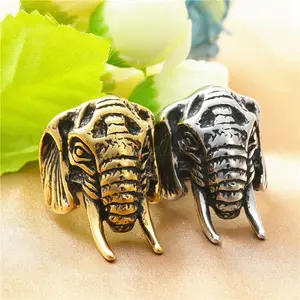Men's Vintage Rings, Domineering Hip-hop Elephant Pattern Stainless Steel Costume Jewelry