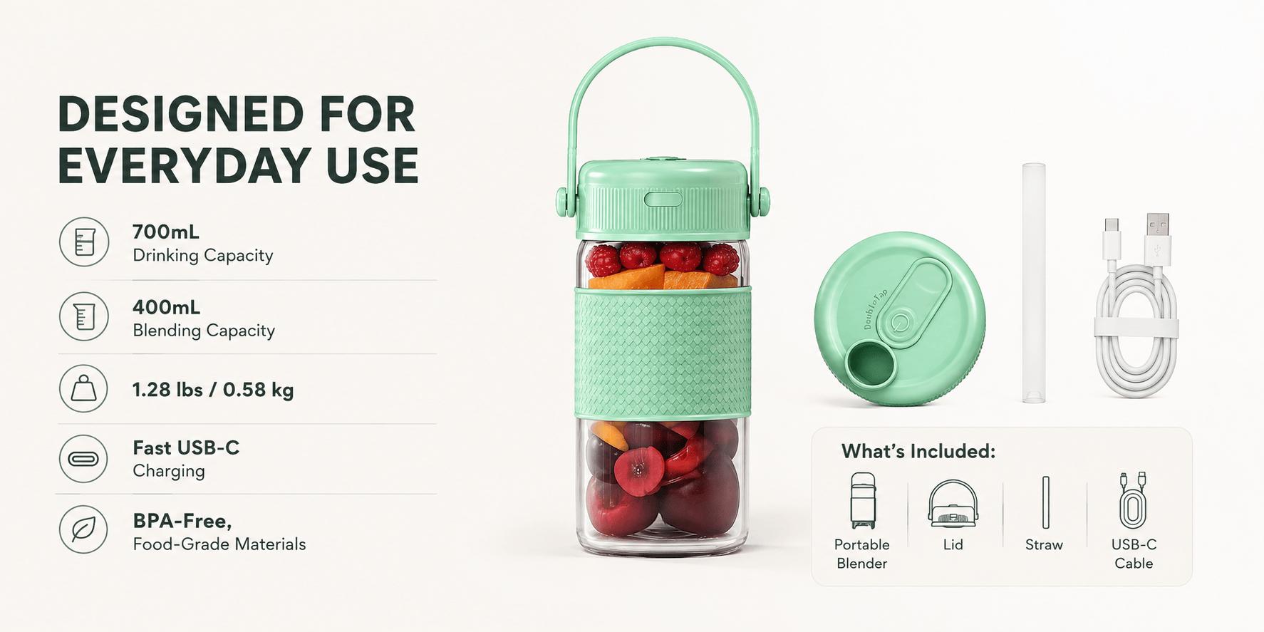 Karinear portable blender charging features