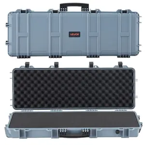 VEVOR Hard Rifle Case, Lockable Rifle Case with Pre-cut Foams, 40 in Gun Storage with Wheels, IP67 Waterproof Dustproof Movable Large Pistol Storage for Rifles, Shotguns, Airsoft Guns, Grey, Ip67 Rated, Top Handle