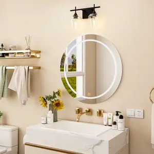 Homechoose Modern 2 Lights Glass Vanity Light – Brushed Nickel / Matte Black, Dimmable Bathroom Wall Fixture