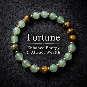 1pc Money Attraction Bracelet aesthetic with Green Aventurine & Tiger Eye beaded jewelry protection bracelet encouragement gift fashion artificial bracelet of the day Colorblock Beaded Crystal Bracelet handmade Christmas Gift personal strength