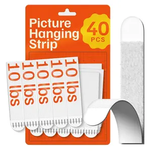 Ultra- Picture  Strips (20 pairs) with Adhesive Backing -  for Rental Friendly Upgrades - Wall  Strips Without Nails - Heavy Duty Wall  Adhesive Strips for  Decor