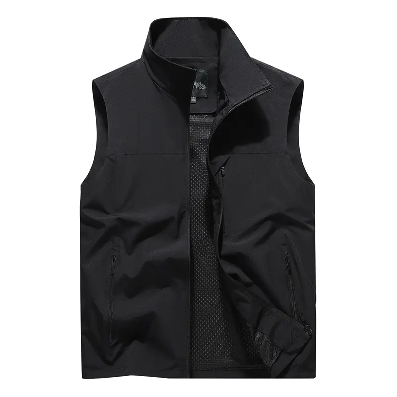 Men's Stylish Sleeveless Full-Zip Stand Collar Waistcoat - Lightweight, Breathable Tops with Mesh Lining, Zipper Pockets, 10-Color for Athletic Hiking Utility Outerwear, Utility Jacket