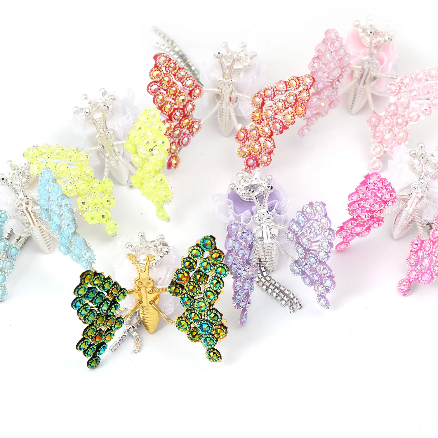 【B59】Qty 10 Moving rhinestone butterfly diy pen jewelry