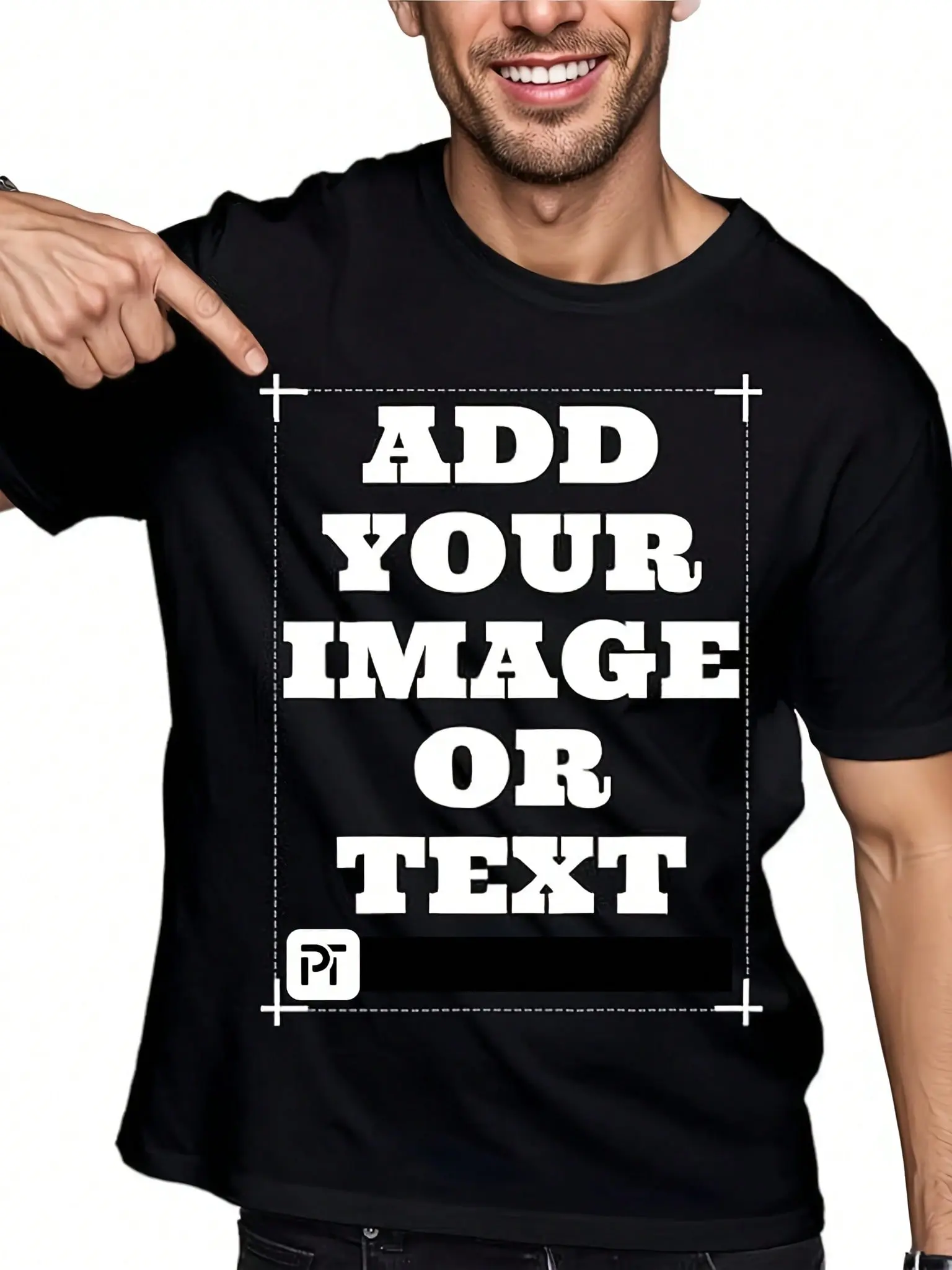 Men's Pure Cotton T-Shirt - Add Your Image/Text Print, Regular Fit Round Neck Short Sleeve, Selected Fabrics (Comfortable & Breathable), Durable Clear Print, Specially Designed For Business Workwear & Employee Uniforms To Project Professional Image,