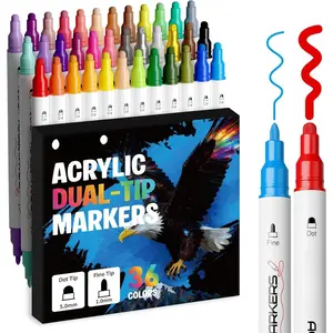 TEDECA 36 Colors   Markers, Dual-Tip   Pens for Fabric, Stone, Ceramic, Glass, , Canvas, Metal, Rock Painting - Christmas  DIY Crafts Art Supplies, Fine and Dot Tip
