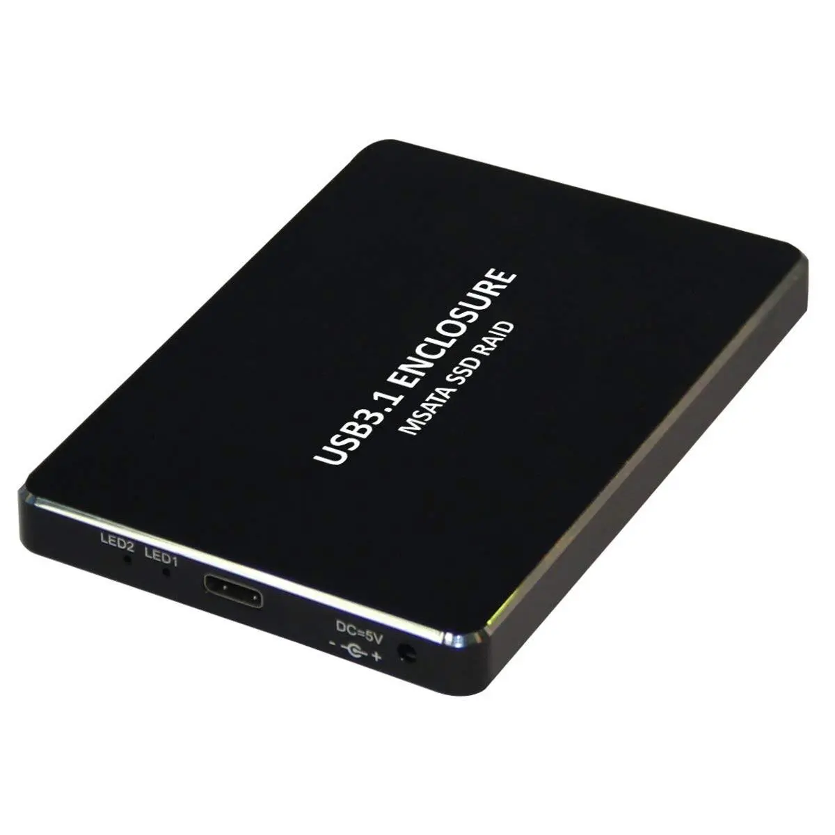 212 MAIN Aluminum Alloy External Data Storage USB 3.1 Type-C Dual mSATA SSD RAID Enclosure - 10 Gbps Transfer Speed, 5030 LED Access Indicator, RAID Support