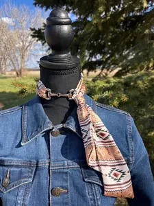 Western Skinny Scarf Satin Cowgirl Neck Tie Silky Wildrag Aztec Pattern Neckerchief Neutral Desert Kerchief Rodeo Outfit Accessory Bandana