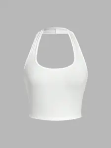 Women's Y2K Style Slim-Fitting Short Tank Top Set, Plain Sleeveless Design, Versatile Casual Wear, Multiple Colors Available