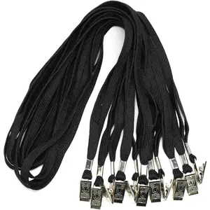 Badge Lanyards  Bulk Cruise Lanyards Black Lanyard with Clip for ID Card Name Tags Badge Holders (Black, 50 Pack)