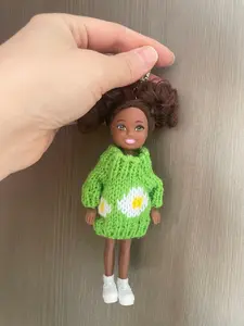 Cute Flower Sweater Doll Bag Charm, DIY Creative Keychain Accessory, Unique Barbie Toy Decoration, Fashionable & Trendy Design, Keychain Kawaii