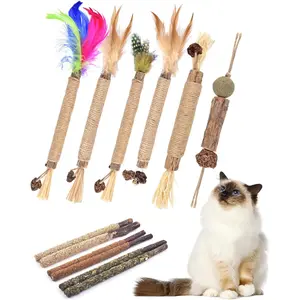 Silvervine Chew Sticks for Cats, 12 Pack Natural Catnip Chew Toys for Kittens Teeth Cleaning, Matatabi Dental Care, Increase Appetite, Calm Cat Anxiety and Stress, Cat Dental Toy