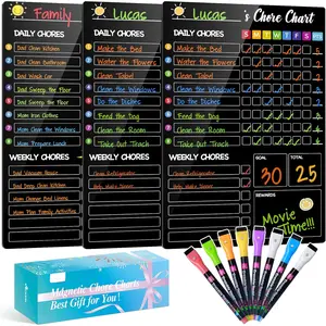 Chore Chart for  with 8 Markers,3 Pack 8"x12" Chore Chart for  Multiple , Behavior Chart for  at Home, Responsibility Chart for /Teens/Adults, Black Chore Board