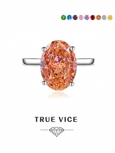 "Sunset Oval • Eternal Ring" Large high-carbon diamond with matte ice-cut colored gemstone, luxury and dazzling band. Ideal gift for dates, perfect for daily wear, vacations & banquets.