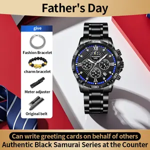 【Father's Day Gift】TikTok Shop Summer Turnup VEADONS men's watch. A multifunctional, stylish and business-appropriate authentic timepiece, made of stainless steel, with waterproof and luminous functions. Comes with a leather strap and bracelet as gifts.