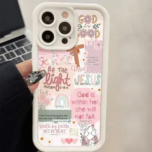 Multiple Patterns Pink Stitching White Phone Case, TPU Material, Anti-Slip and Anti-Fall, Suitable for iPhone 17 Pro Max 17 Air 17/16/15/14/13/12/11 Pro Max X Xs E plus, T223