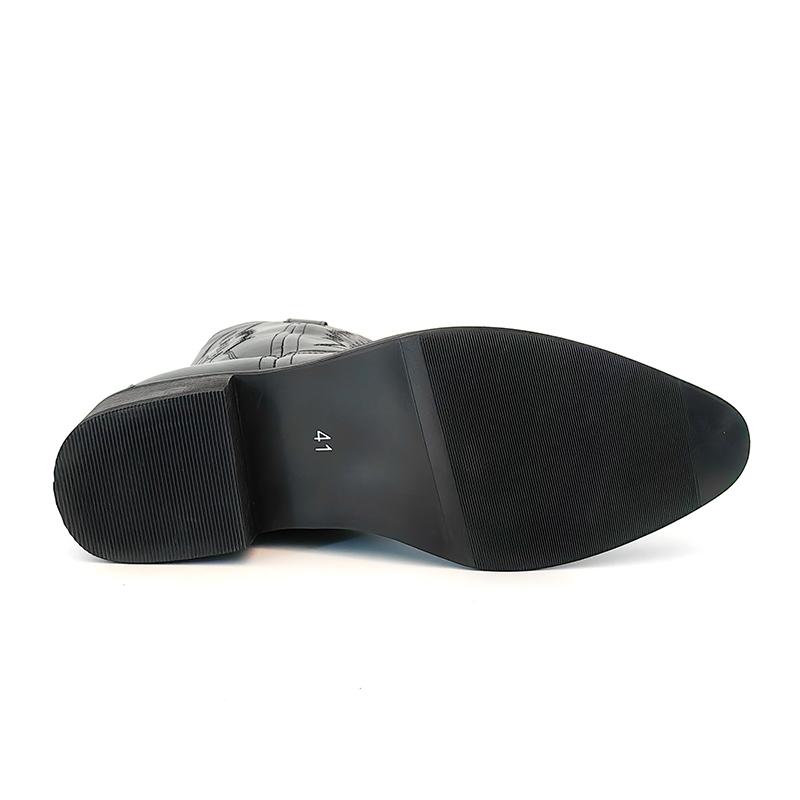 2025 Fall & Winter Mens High-top Vintage Pointed-toe Cowboy Boots - Anti-skid Slip On Shoes with PU Upper and Rubber Sole for Outdoor Horse Riding and Country Style - Comfortable PU Insole and Solid Color Design Footwear Closed