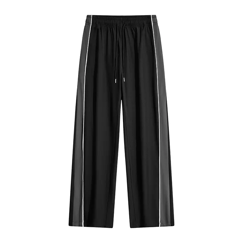 Men’s    with Pockets —  Solid Color Training/Track , Straight-Leg Street Style, Fashionable Basic Wide-Leg Design mens jogger workout  men athleisure loose long  bagg uncuff boys sweatpants black gym summer fit Casual Loose-Fit Drawstring Pants slacks