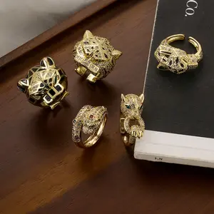 Men's Large Leopard Ring - Funky Hip-Hop Style Zircon-Embellished Niche Distinctive Jewelry, Men's Accessories for Sports & Outdoor Enthusiasts, Zircon Ring