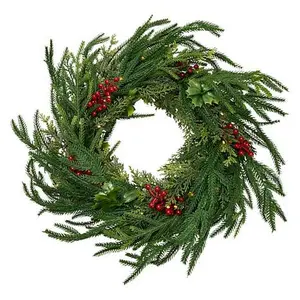 Winter Lane 26" Illuminated Holiday Wreath with Remote