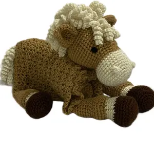 Cuddle and Play Blanket Farm-Themed Crochet Cow Blanket 30x38 Inches Crib Mat Travel Toy Baby Shower Gift Machine Washable