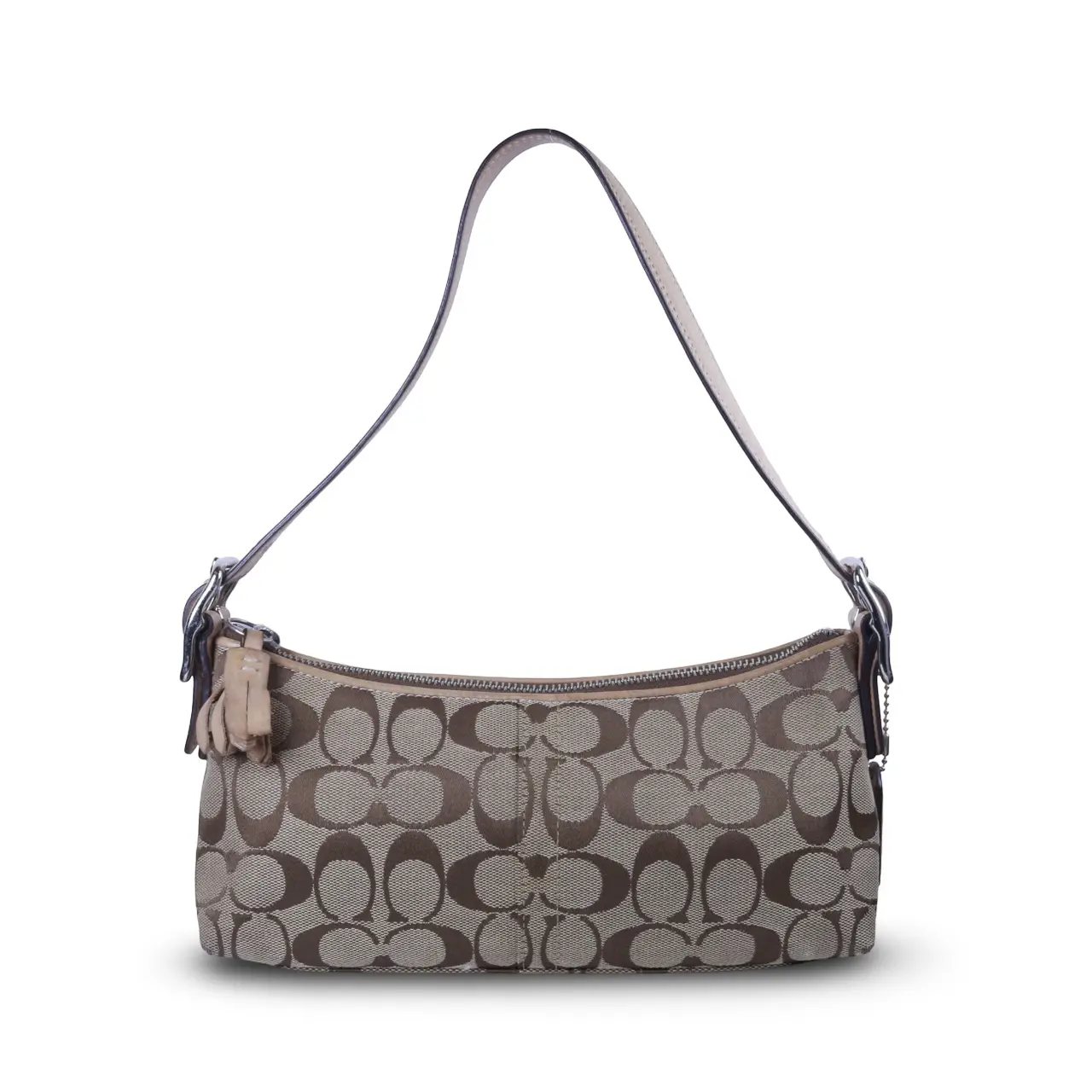Pre-owned coach Canvas Shoulder Bags HAMPTONS SIGNATURE SOFT EAST WEST DEMI BAGUETTE – I696MR13897
