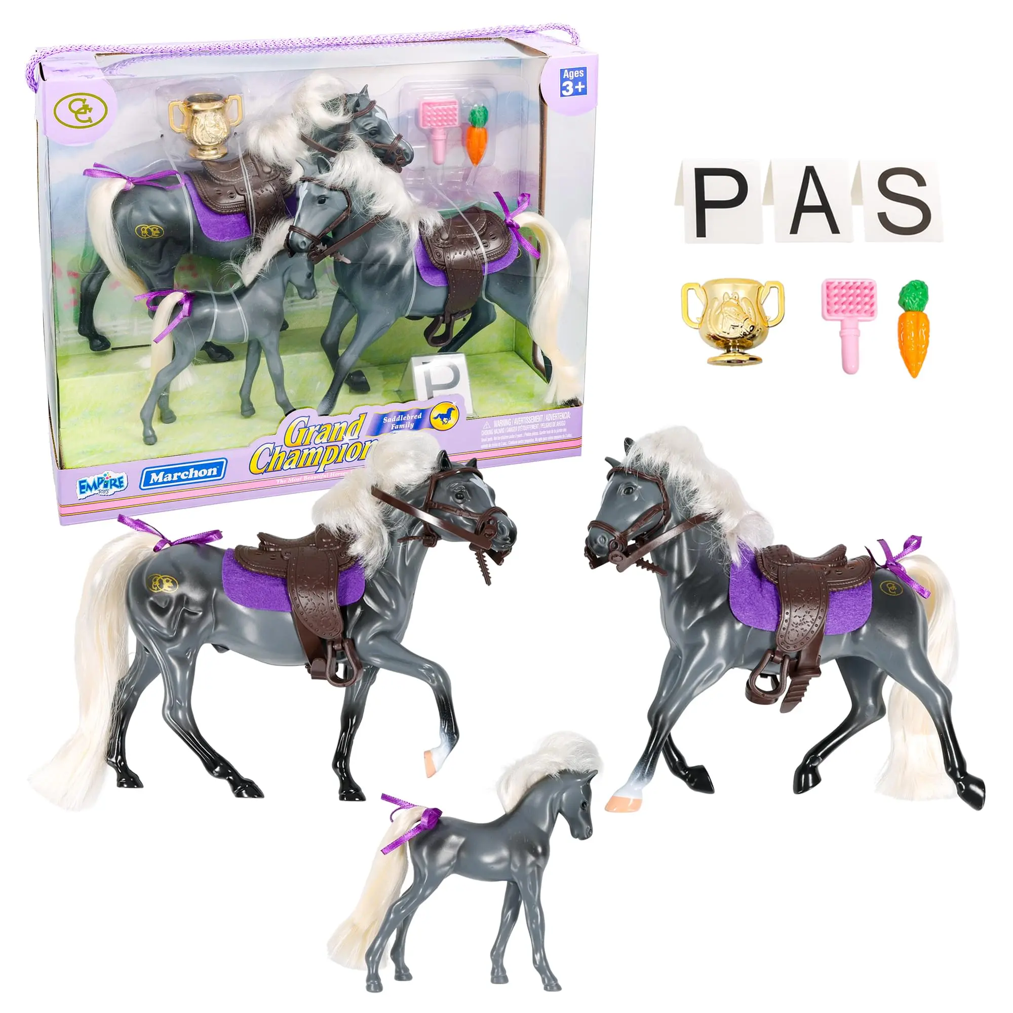 Grand Champions Saddlebred Family Grey Horse Figure Set