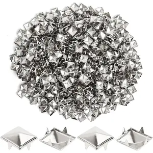 200 count 10mm  Studs for Clothing Four-jaw Square Punk Spikes Pyramid Studs Rivets for Shoes, Jackets, Backpacks Leather Crafting