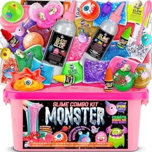 Summer Gift Halloween Toy Monster Slime Kit for Girls Ages 6-12, FunKidz Glow in Dark Slime Making Kit for Kids Make Soft Slime Balls with Photochromic Powder Kid Ideal Party Gifts