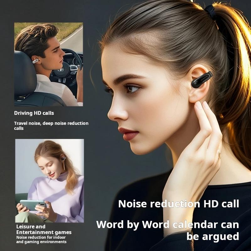 Open-ear Earbuds Wireless Bluetooth 5.3 Earphone Clip-on Headphone Noise Cancelling Mic, Clear Call, 4-8H Playtime, Stereo Bass Audio, Waterproof, Comfortable Fit for Running Gym
