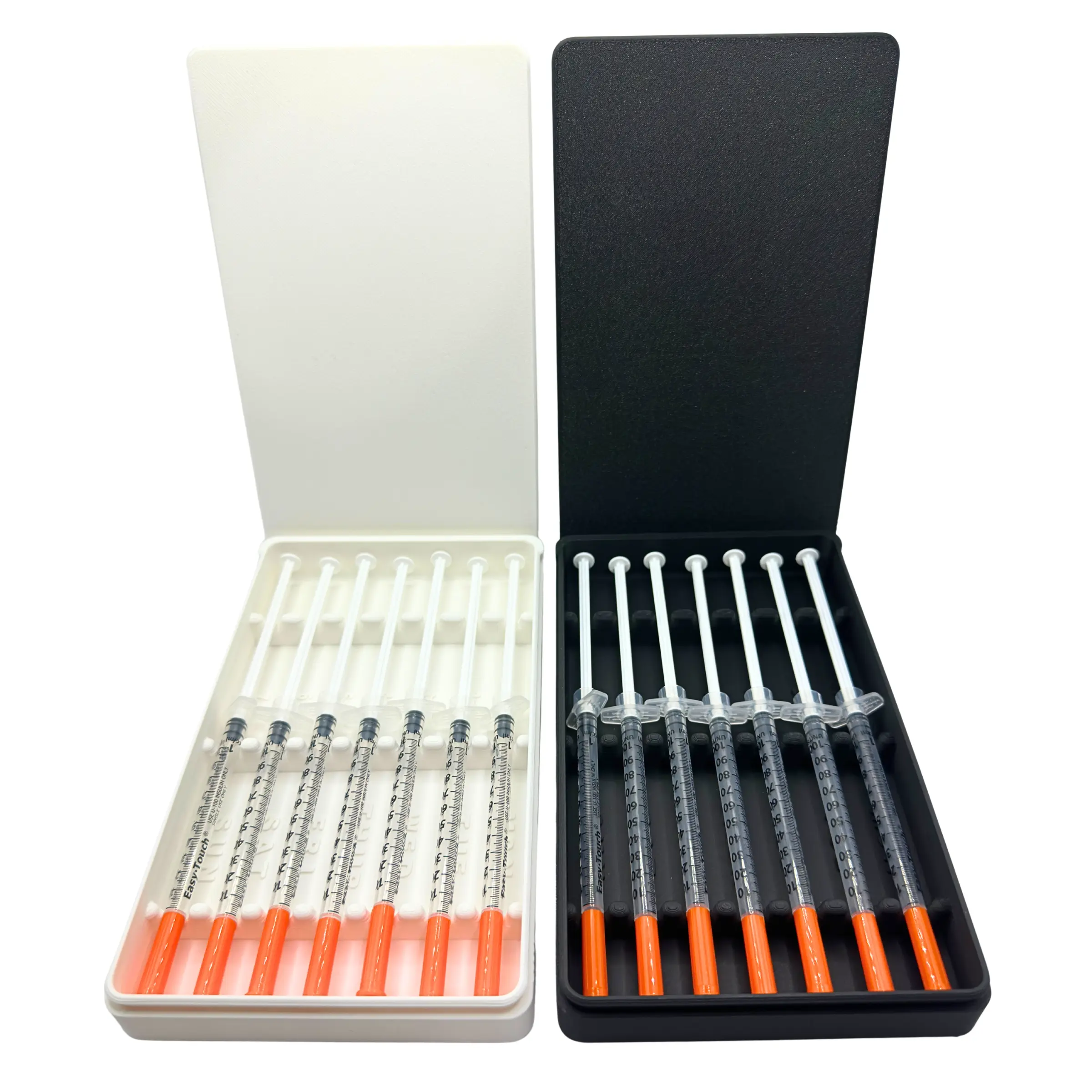 7-Slot Weekly Healthcare Syringe Storage Case with Day Labels - Sliding-Lid Organizer for Prefilled 1ml Syringes