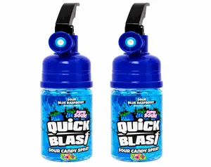Kidsmania Quick Blast Sour Candy Spray 2-Pack Green Apple Burst Blue Raspberry Blast Cherry Splash 2oz Mini Water Gun Style Bottle Tangy Flavor for Kids Snack