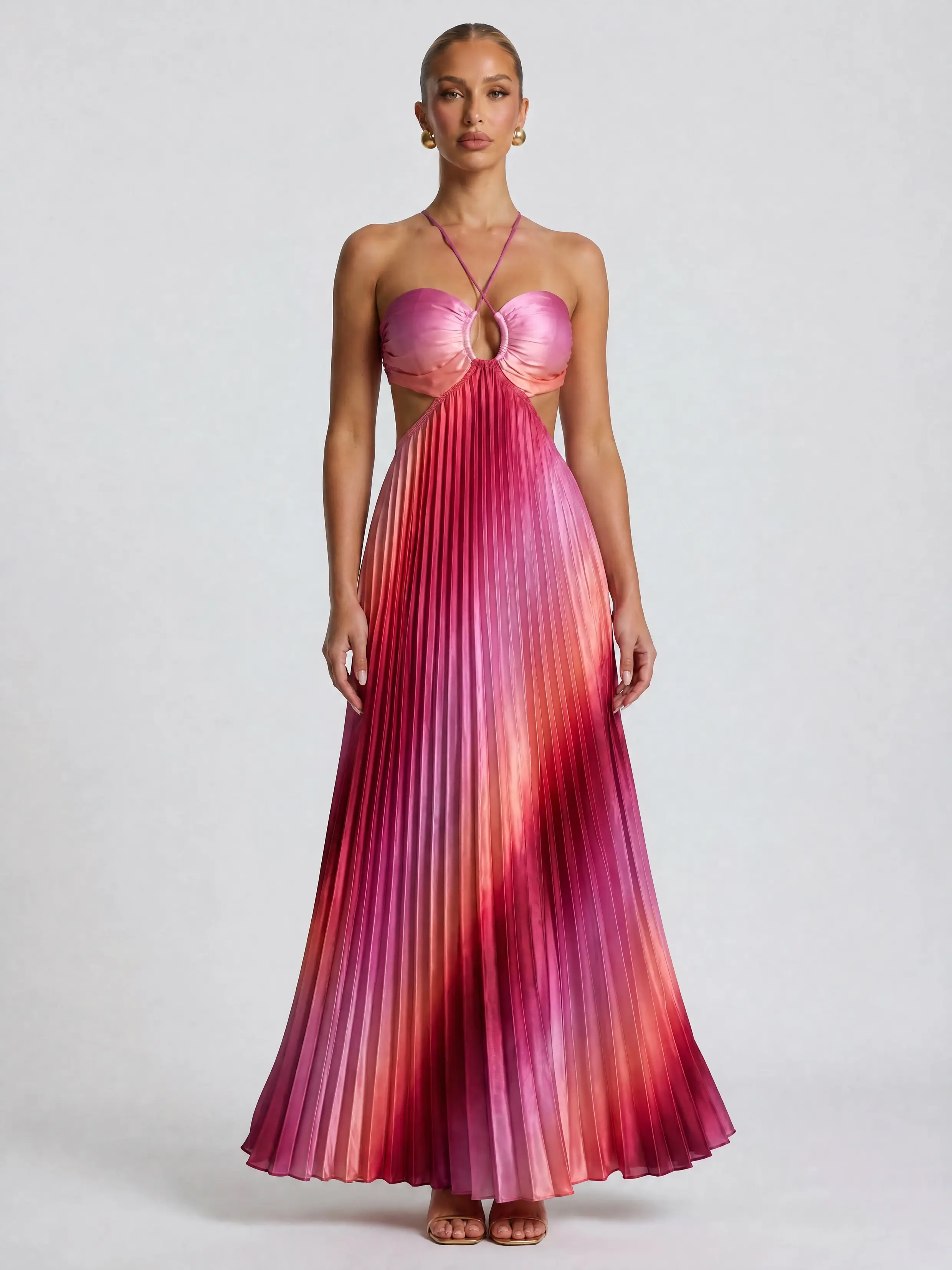 house of cb orange and pink dress Clothing : Maxi Dresses : 'Sapphire' Ombre Gathered Maxi Dress
